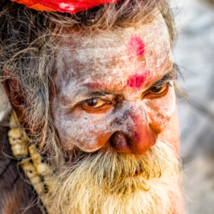 Ash smeared holy man at Kumbh Mela