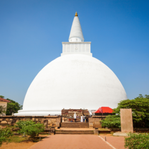 Iconic white Buddhist Stupa in Anuradhapura, Sri Lanka