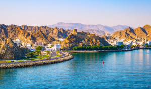 Muscat city landscape amid the mountains