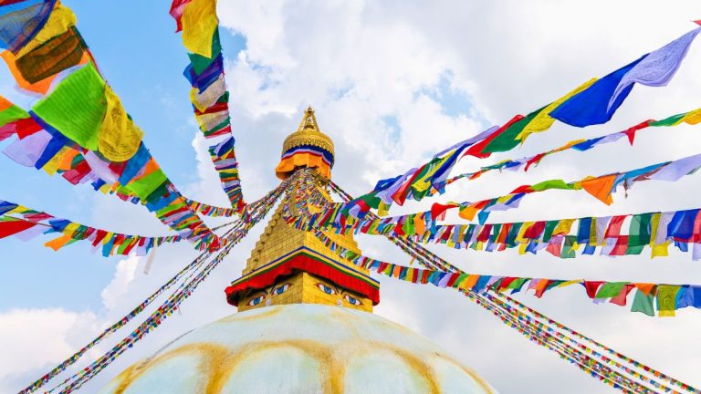 Prayer flags over Boudhnath Stupa